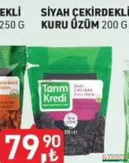 TARIM KREDİ SİYAH ÇEKİRDEKLİ KURU ÜZÜM 200 G fiyat ve kampanya bilgisi